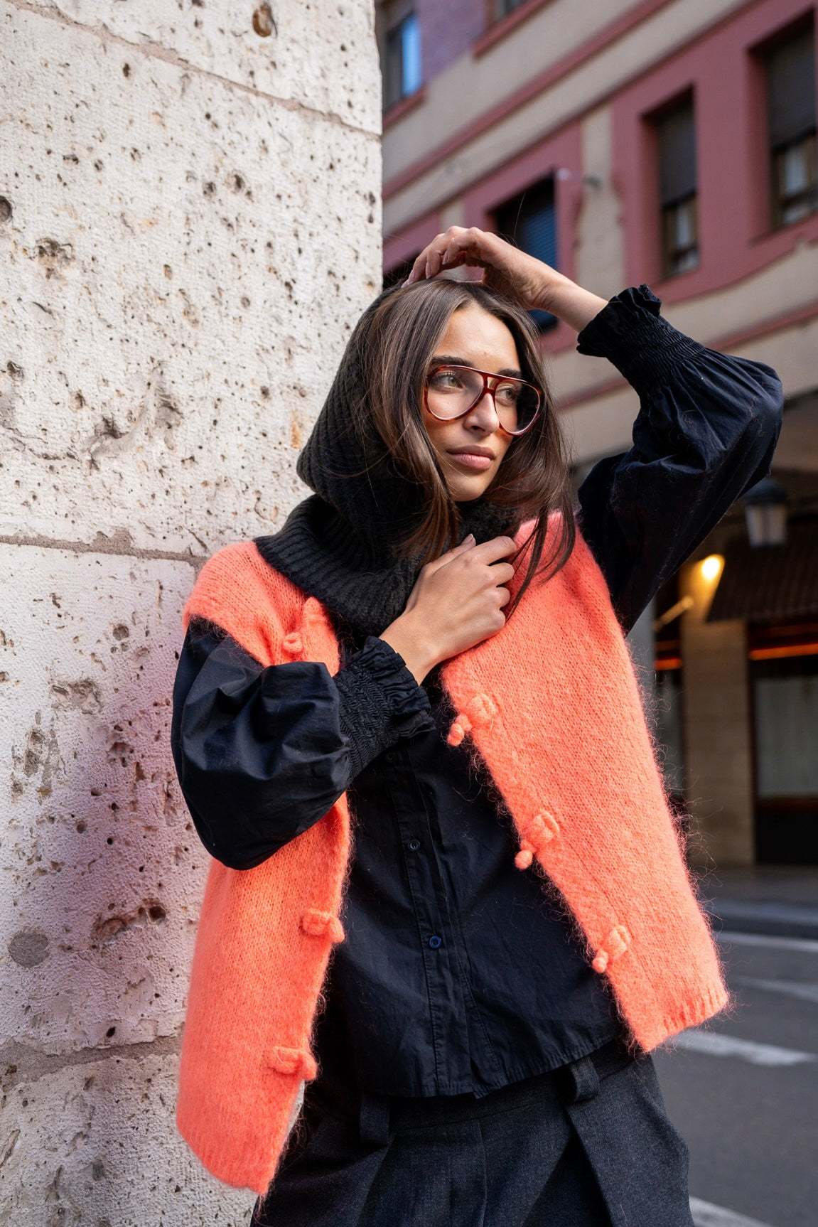 Chaleco japo mohair naranja fluor