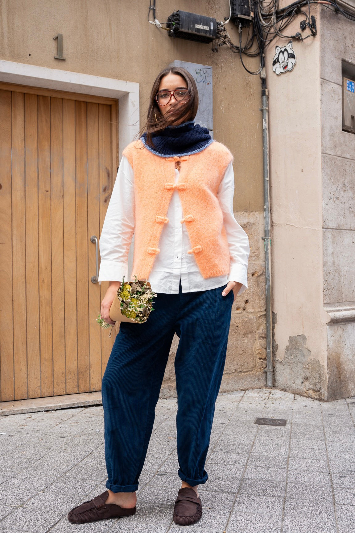 Pantalón pana azul