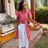 Vestido faro rosa y naranja
