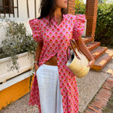 Vestido faro rosa y naranja