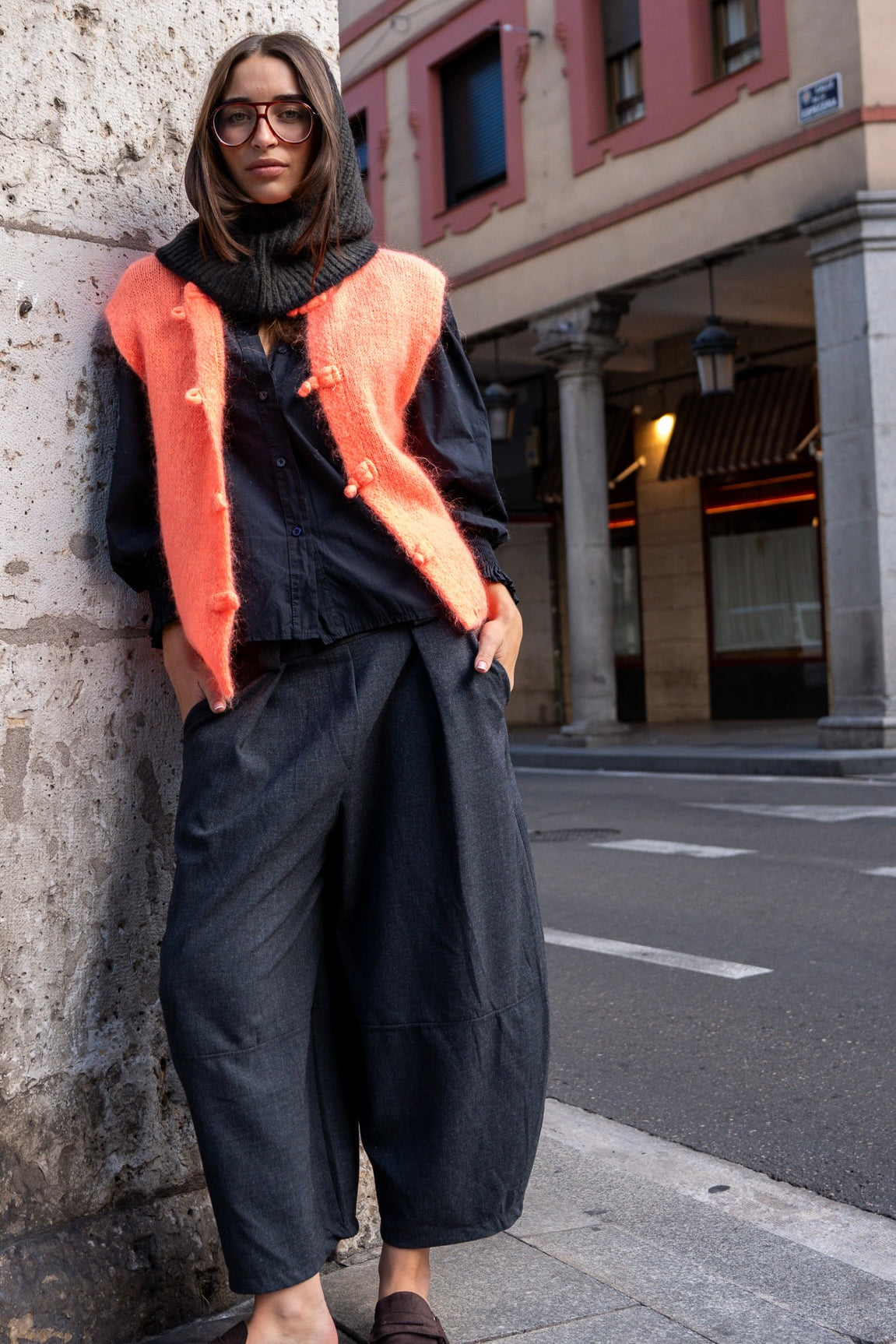 Chaleco japo mohair naranja fluor