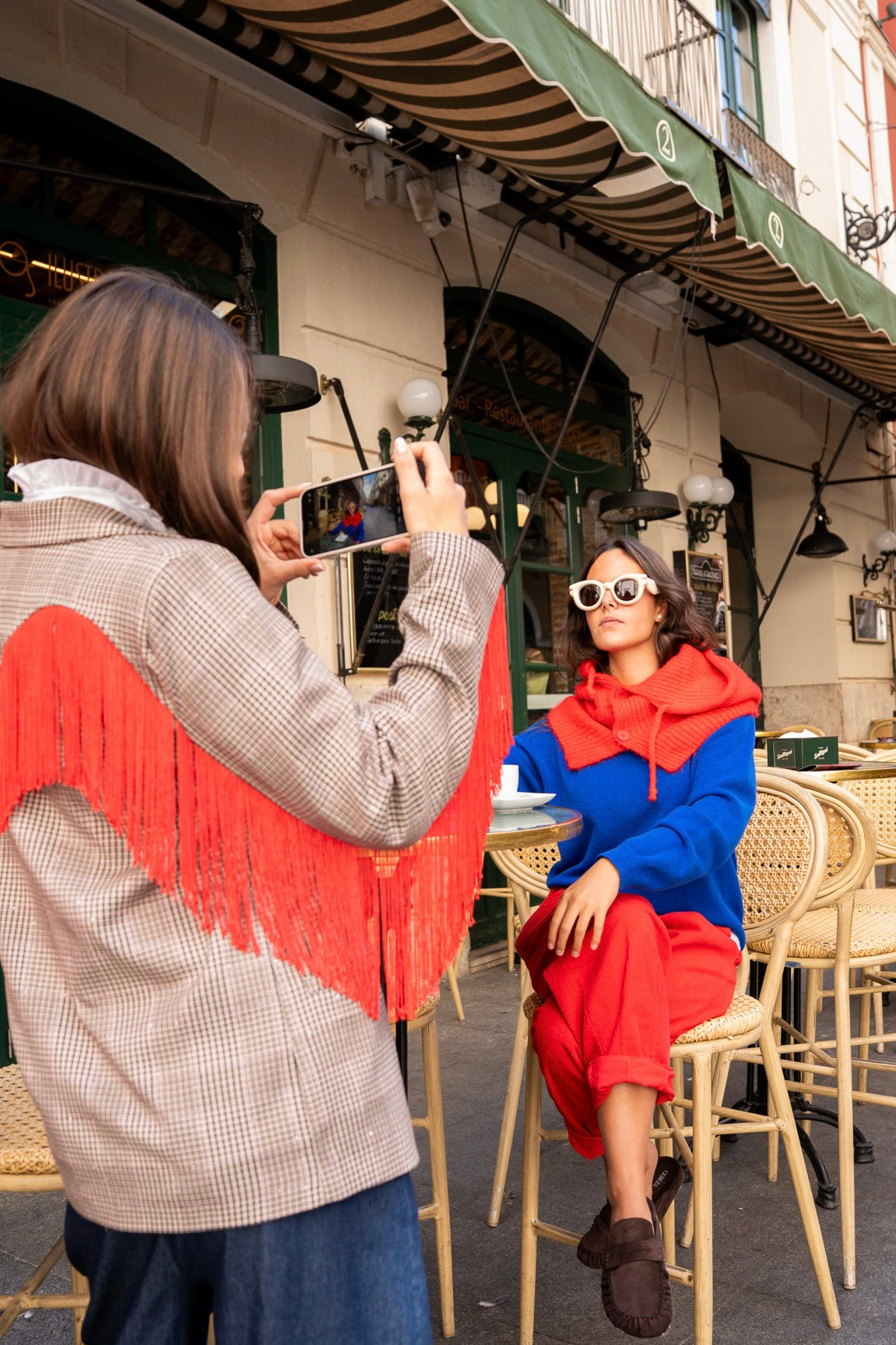 Americana flecos rojo