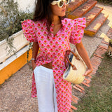 Vestido faro rosa y naranja
