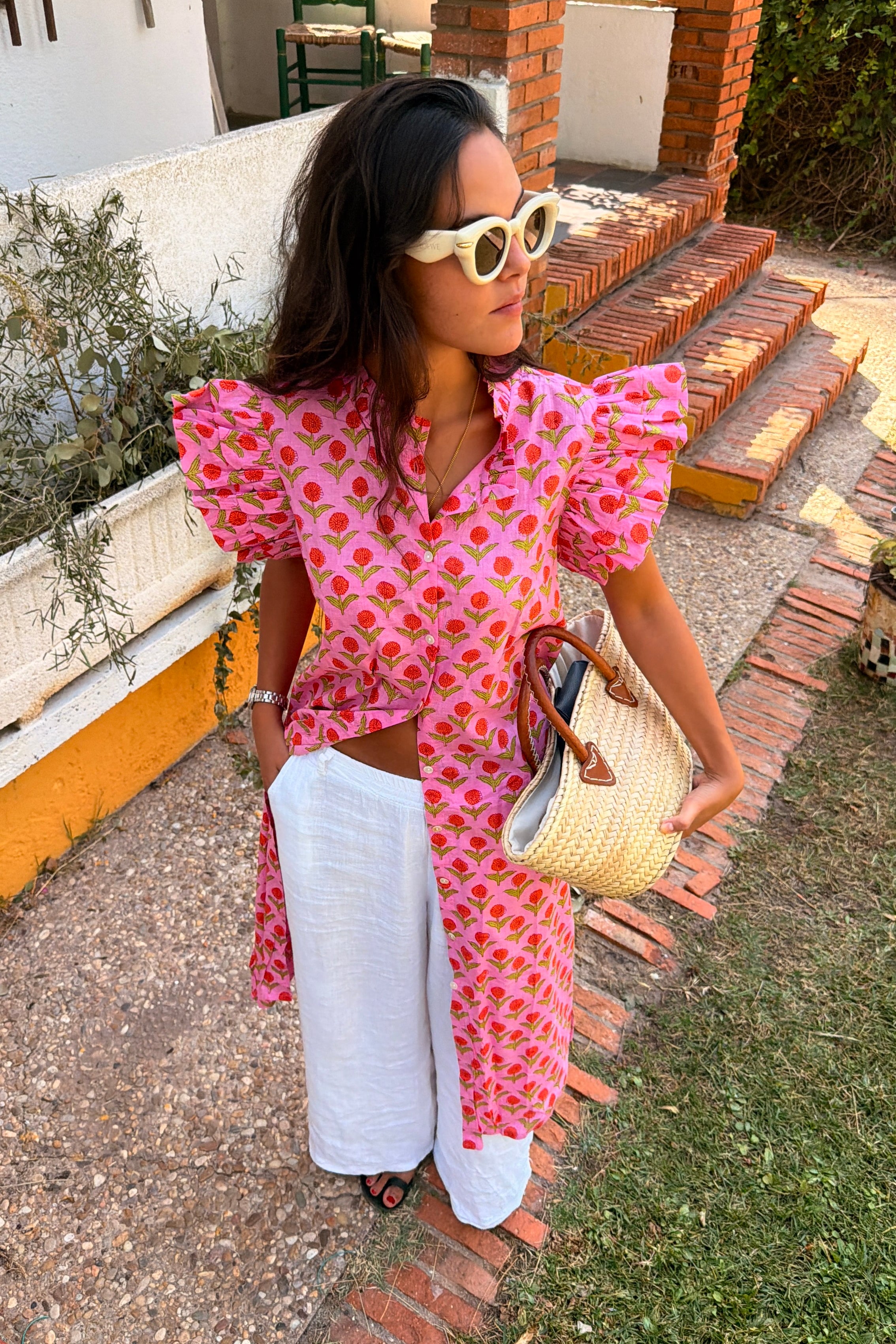 Vestido faro rosa y naranja