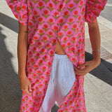 Vestido faro rosa y naranja