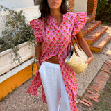 Vestido faro rosa y naranja