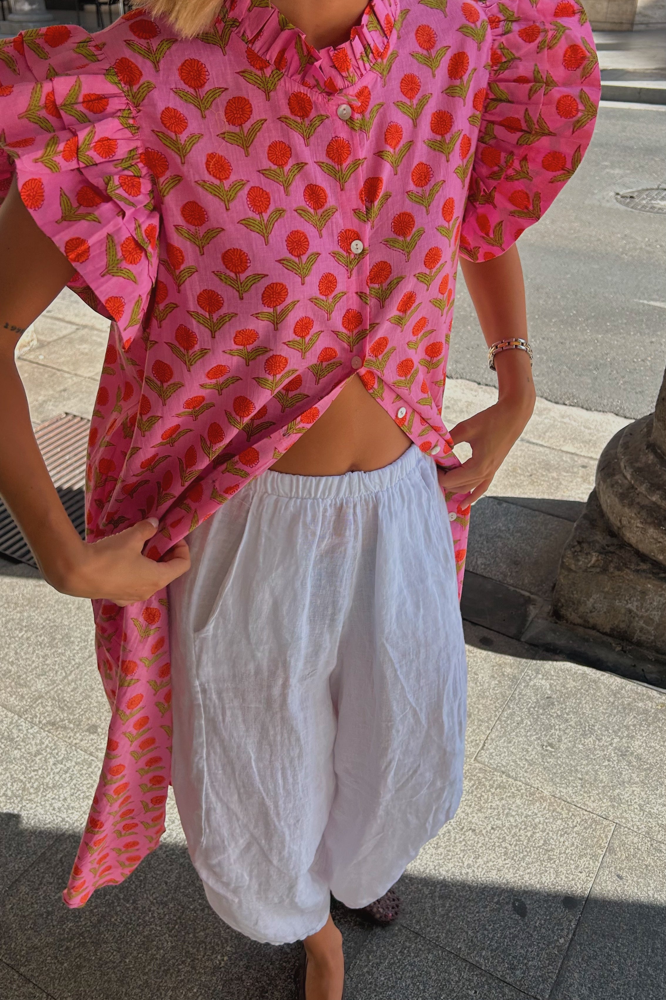 Vestido faro rosa y naranja