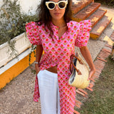 Vestido faro rosa y naranja