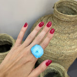 Anillo gema azul