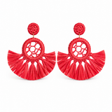 Pendientes borlas rojos