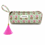 Estuche verde y rosa