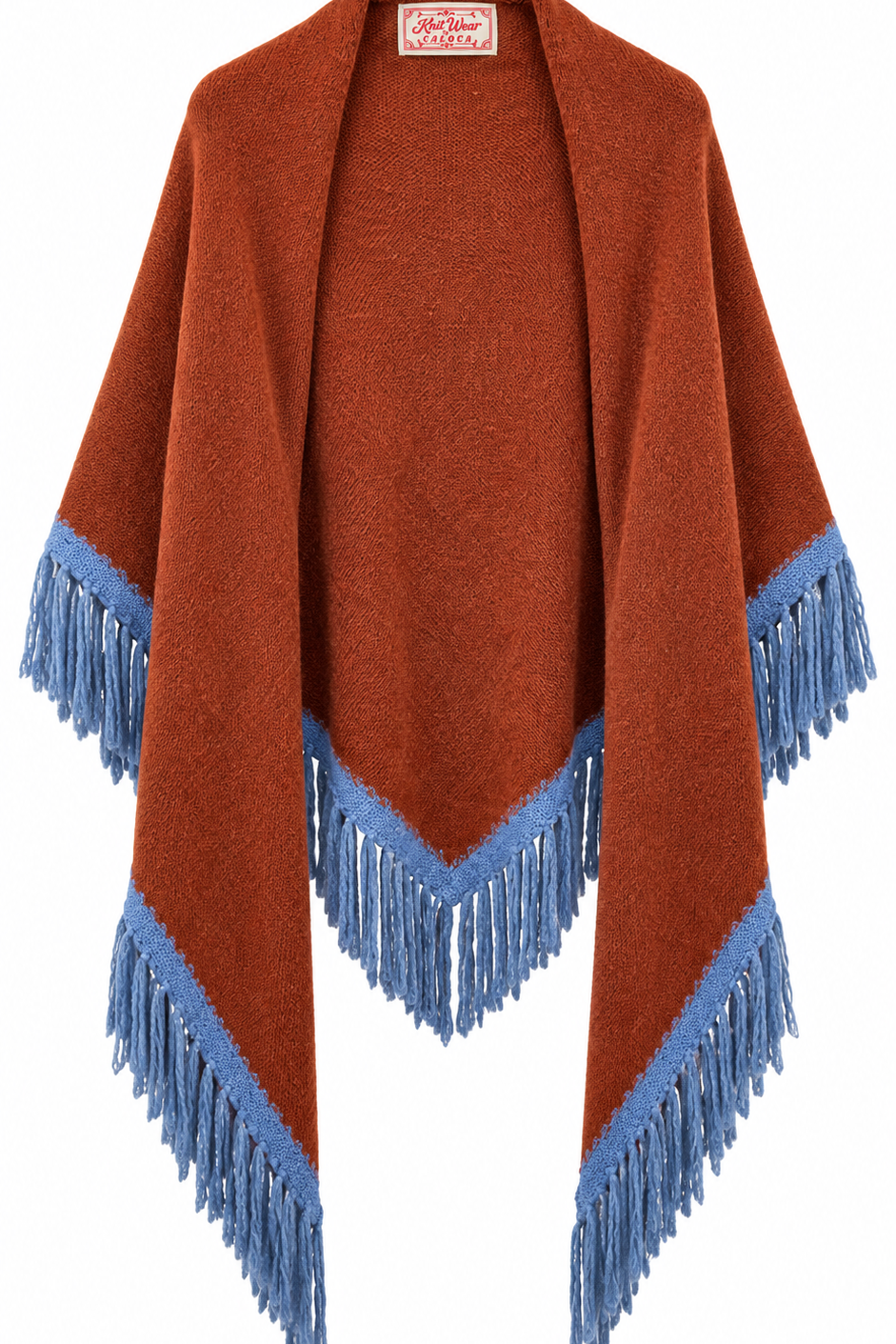 Poncho bicolor teja