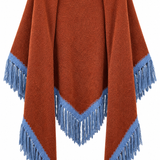 Poncho bicolor teja