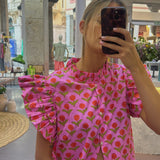 Vestido faro rosa y naranja