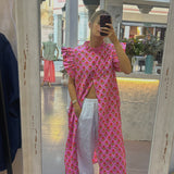 Vestido faro rosa y naranja