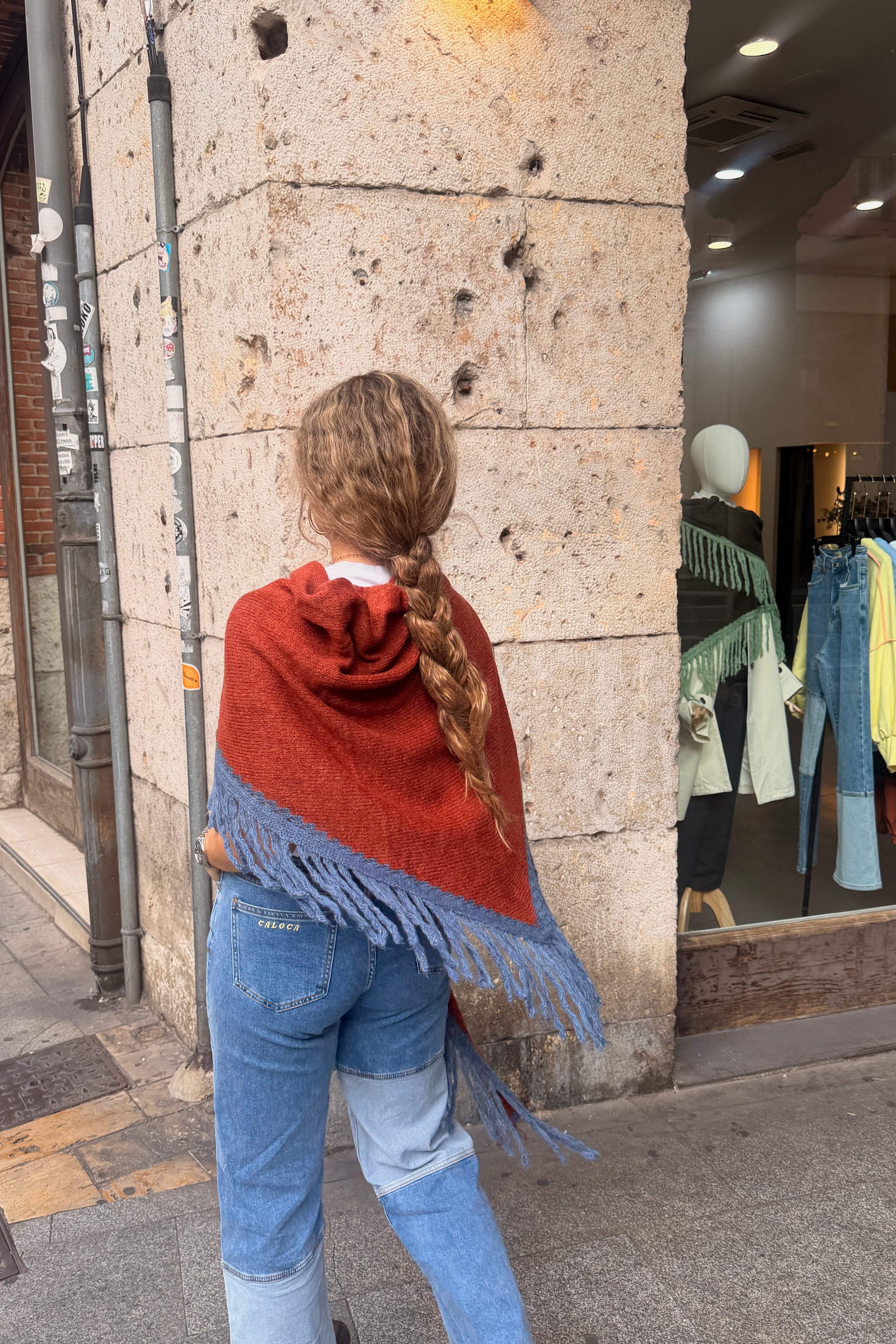 Poncho bicolor azul