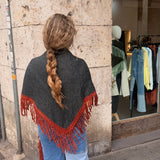 Poncho bicolor teja