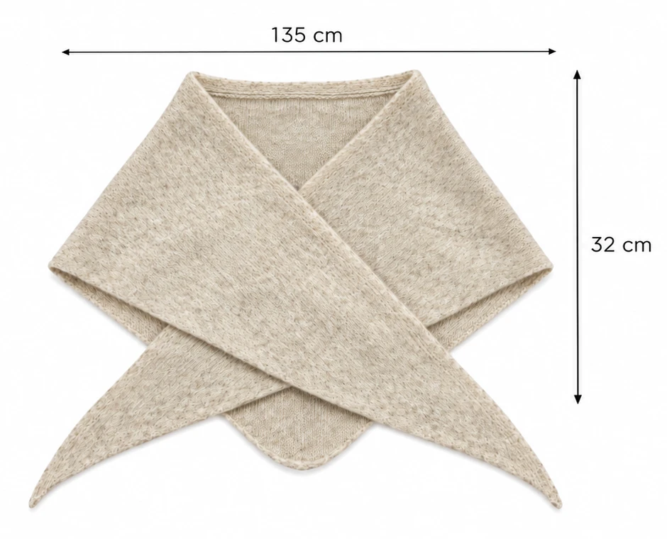 Mini bandana: patrón con las medidas marcadas (largo 32 cm, ancho 135 cm)